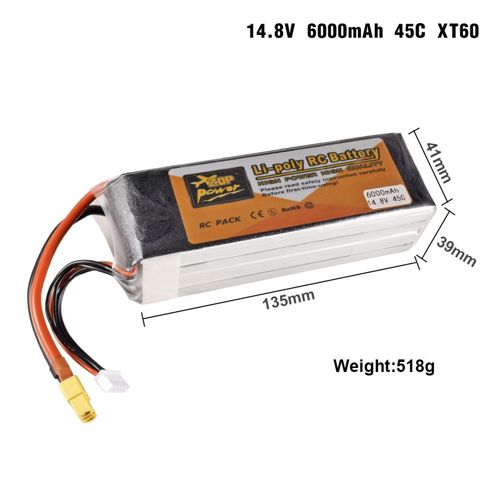 Picture of 4S RC Lipo Battery 14,8 В 6000 мАч 45C с XT60 для радиоуправляемой ...