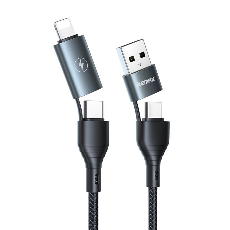 Remax RC-011 1.2M 2.4A 4-в-1 USB до USB-C / TYPE-CX2 + 8-контакт #1