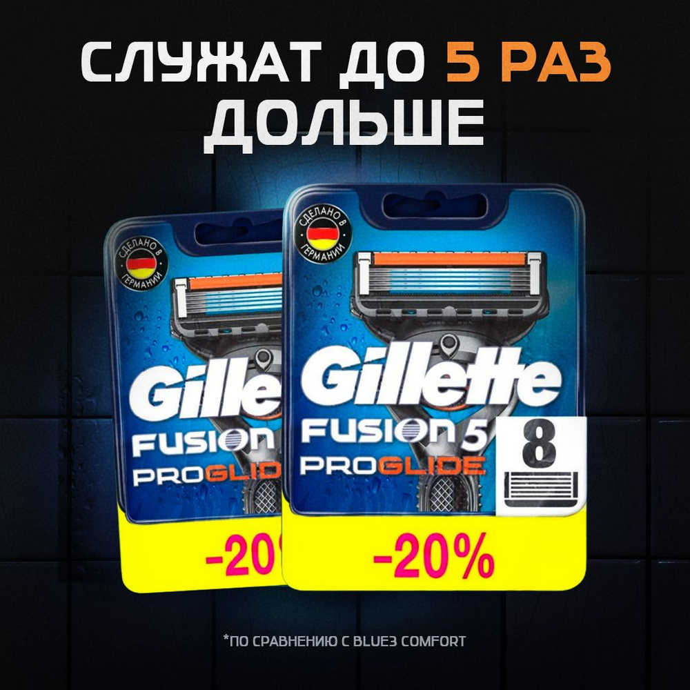 Сменные кассеты Gillette Fusion Proglide с 5 лезвиями для бритья, 16 шт / Лезвия для бритвы Джилет мужские #1