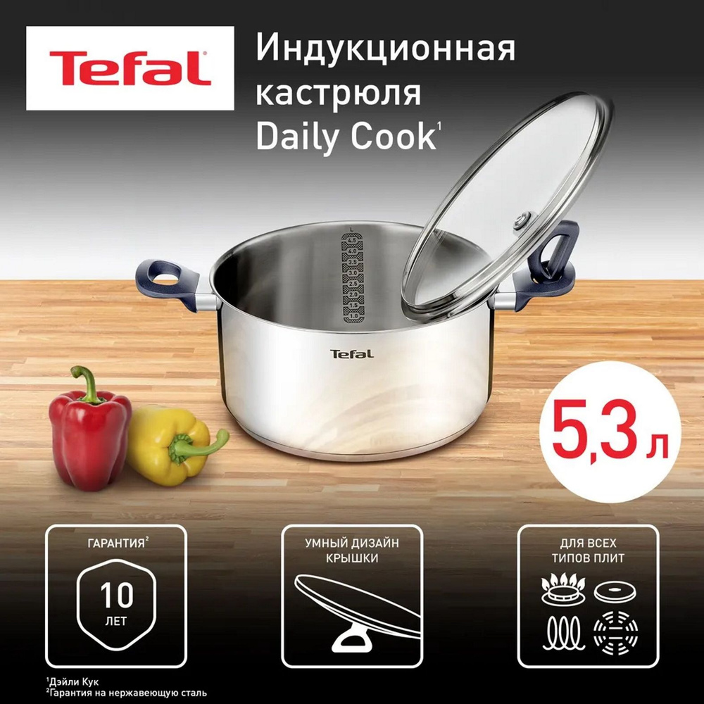 Tefal Кастрюля, Нержавеющая сталь, 5,3 л #1