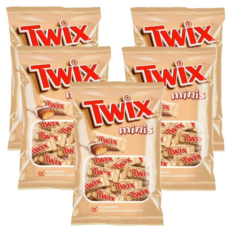 Конфеты шоколадные Minis, Twix, 184 г / 5 упаковок #1