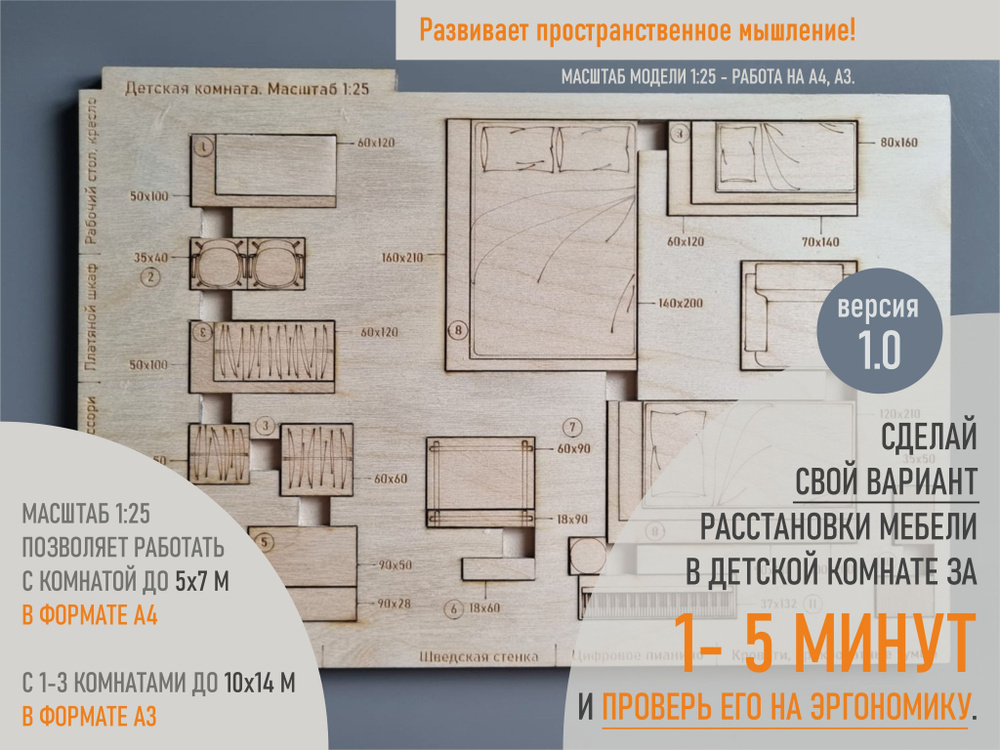 Конструктор для расстановки мебели и планировки детской комнаты Масштаб 1:25 Версия 1.0  #1