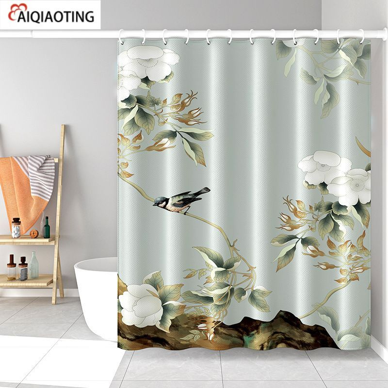 AIQIAOTING Штора для ванной 200x120 см тканевая этнический синий #1