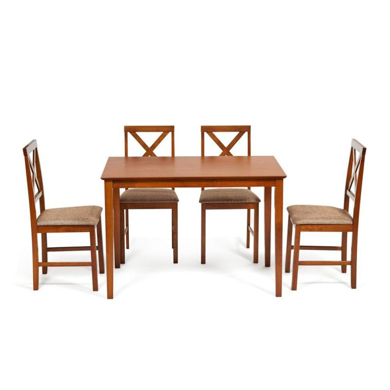 Обеденный комплект эконом Hudson Dining Set дерево гевея/мдф Espresso, ткань кор.-зол. (1505-9)  #1