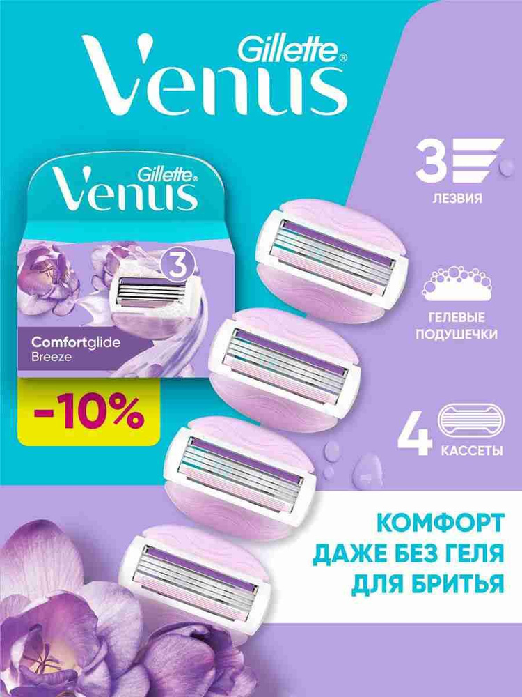 Сменные кассеты для бритвы Gillette Venus Breeze (cо встроенными ...