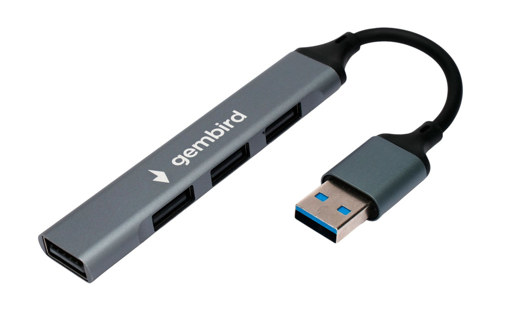 Разветвитель USB2.0 Gembird UHB-C203, 4xUSB2.0, кабель USB 10см, алюминий #1