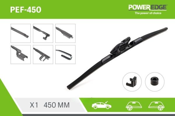 Power Edge Стеклоочиститель c графитовым покрытием мультикрепление (бескаркасный) 450mm (U-Hook)