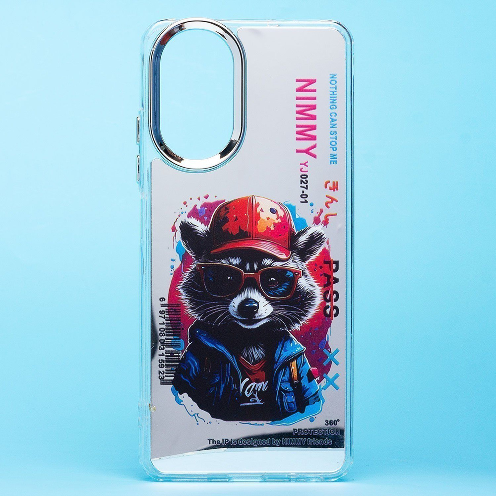 Чехол для Realme C67 (RMX3890) силиконовый (рис. 092/енот) <серый> #1