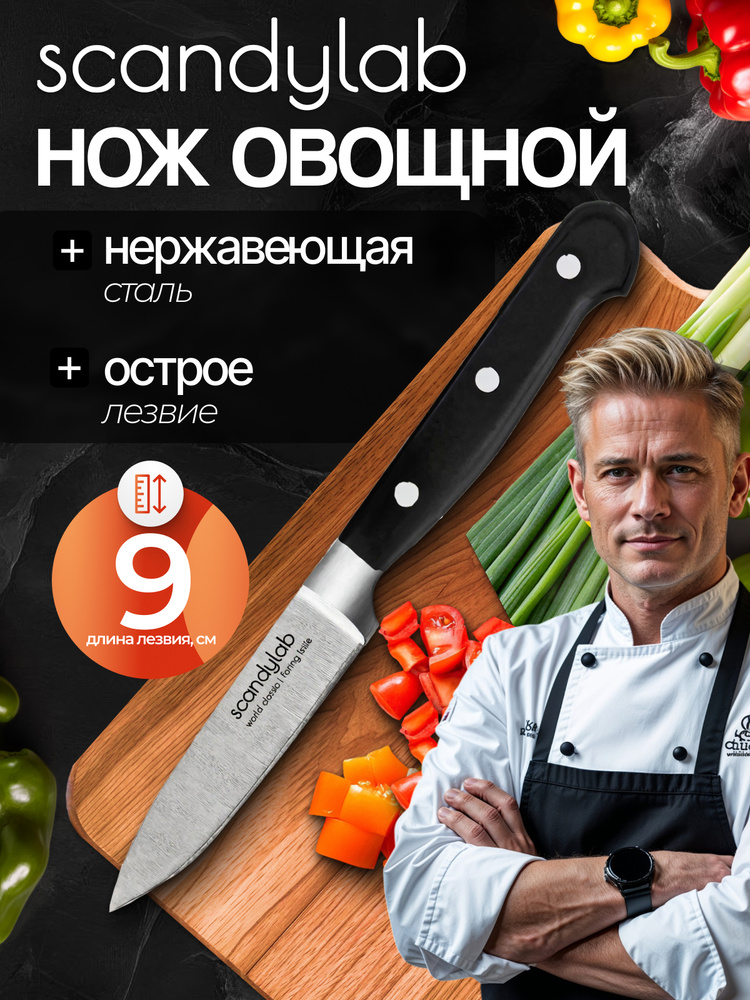 Овощной нож кухонный для чистки и нарезки овощей и фруктов Scandylab World Classic SWC001 #1