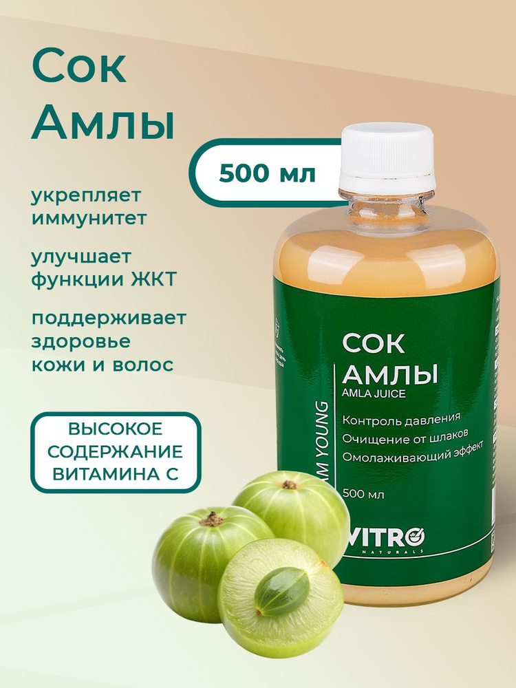 Сок амлы витамин С антиоксидант помощь ЖКТ польза сердцу без сахара 500 мл #1