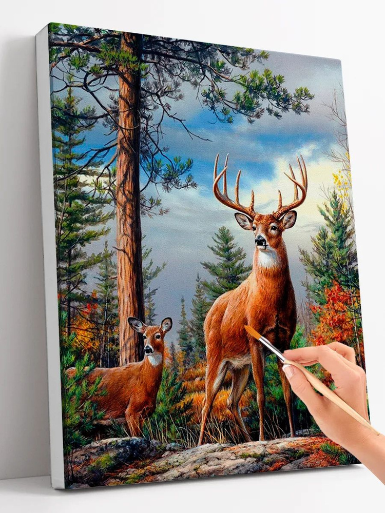 Картина по номерам на холсте 40x50 Олени #1