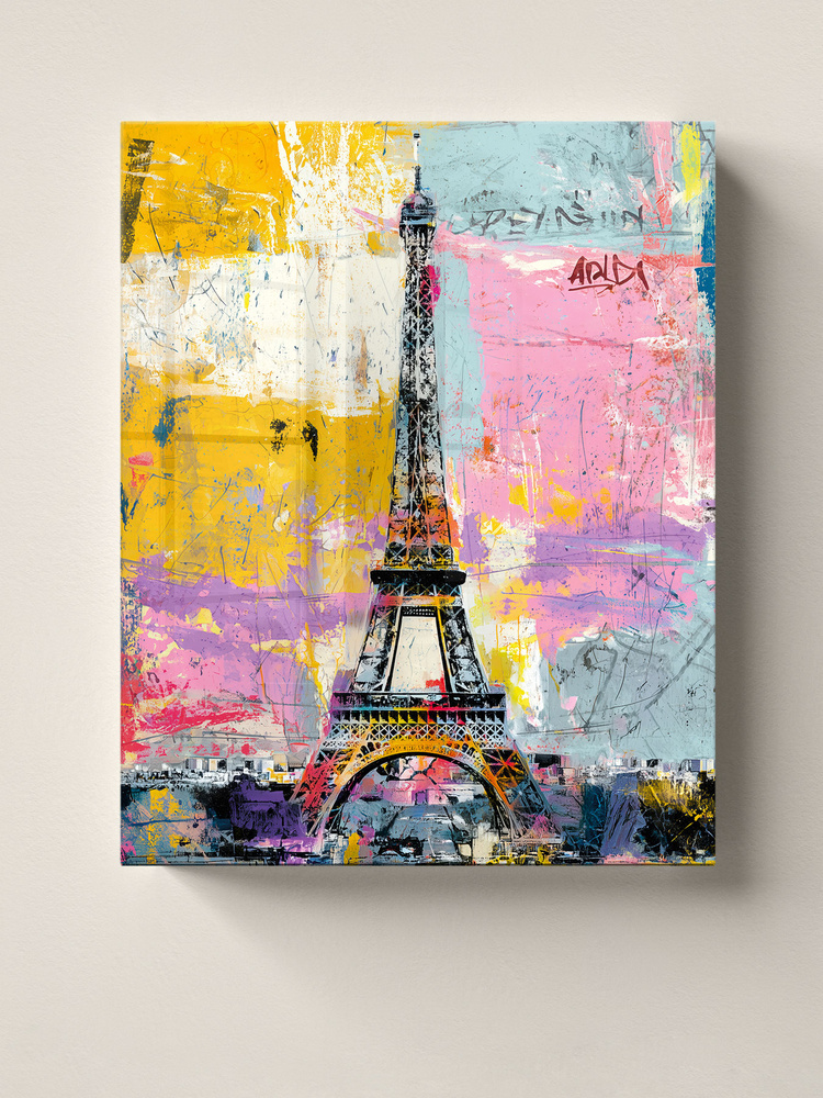 Картина на стекле 40 на 50 см Эйфелева башня премиальное стеклянное панно с эффектом глубины 3D #1