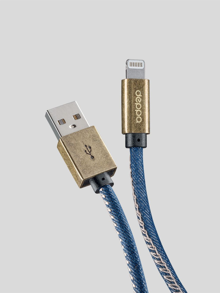 Кабель для телефона USB - Lightning 8-pin MFI (сертификат) в джинсовой оплетке, длина 1.2м #1