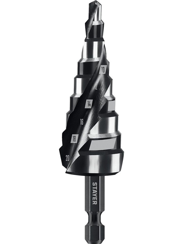 Сверло ступенчатое STAYER Pro-Max 4-20мм, 9 ступеней, винтовая спираль #1