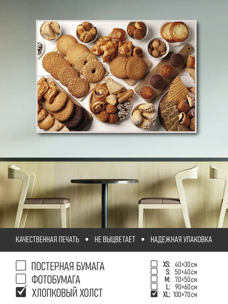 Постер на холсте Сладкая выпечка на десерт, 100х70 см ПолиЦентр #1
