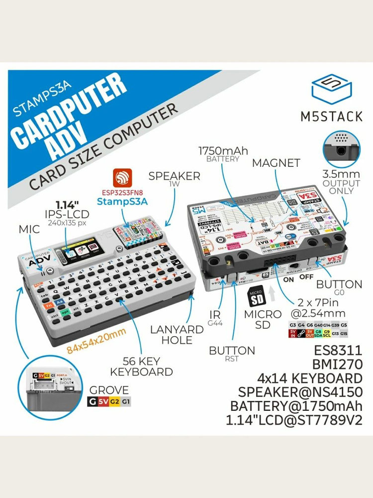M5Stack CardputerADVStamp S3 esp32 модуль датчика #1
