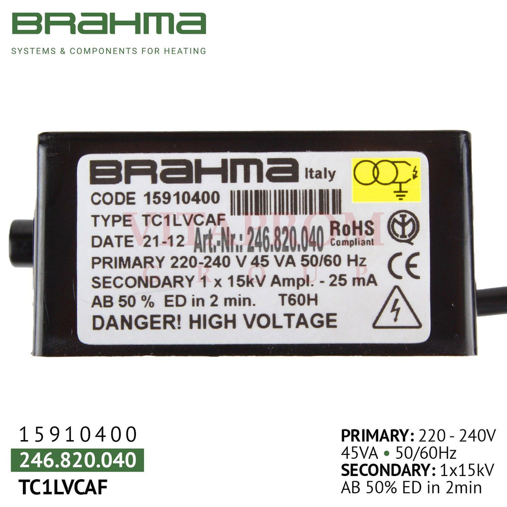 Трансформатор Brahma TC1LVCAF, 15910400 #1
