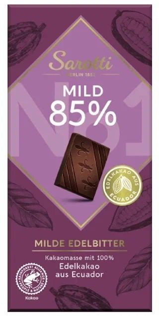 Шоколад горький Sarotti Mild Dark, 85% какао, 100 г, Stollwerck GmbH #1