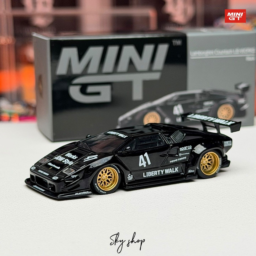 Машинка MINI GT 1:64 #1081 Lamborghini countach LB-WORKS Black модельки ...