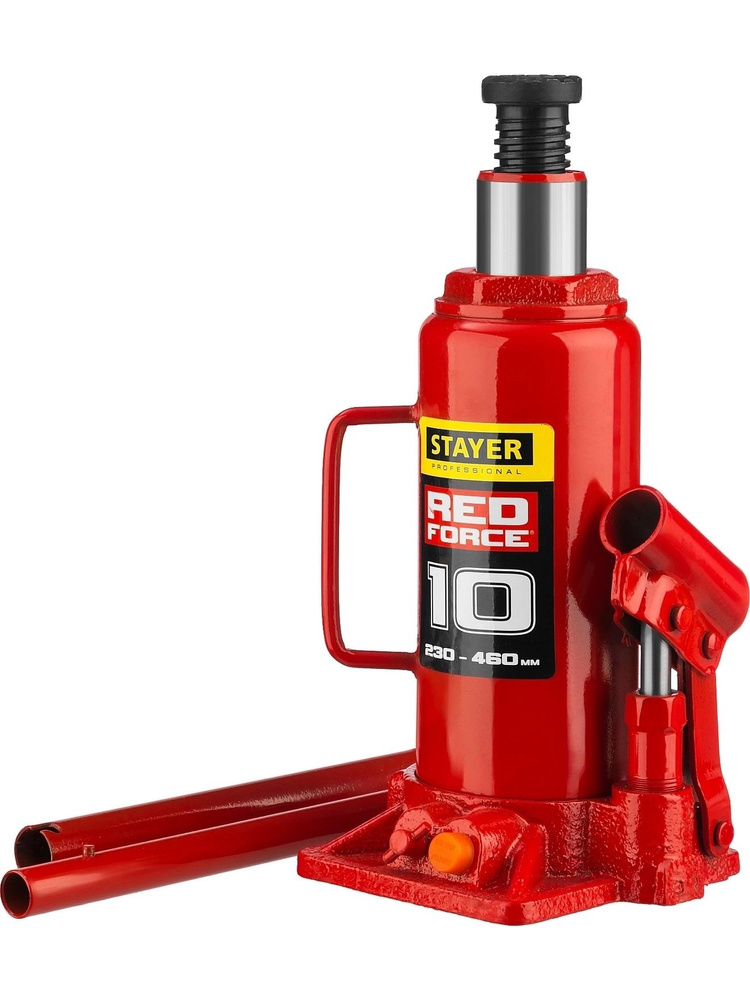 Бутылочный гидравлический домкрат Professional STAYER RED FORCE 10 т 230 - 460 мм #1