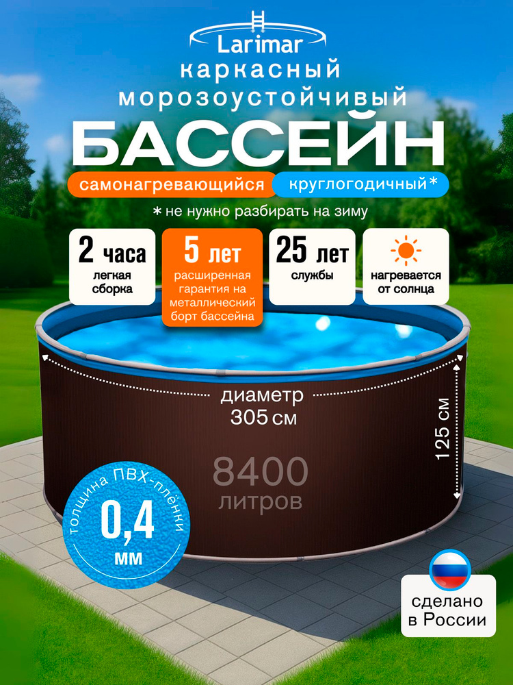Бассейн каркасный круглый морозоустойчивый Larimar 305 х 125 см #1