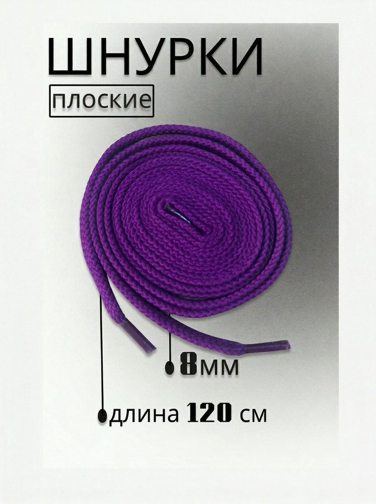 Шнурки фиолетовые, для обуви, кроссовок, кед, плоские 100см #1