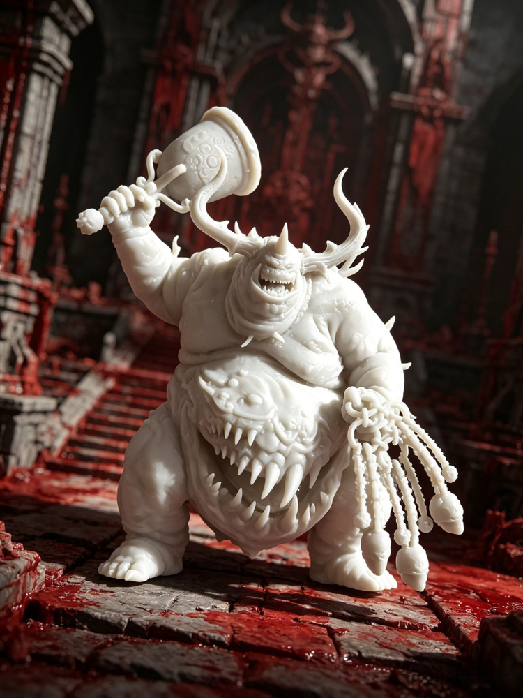 Великий Нечистый Нургла 10см белая модель для покраски Warhammer совместимая фигурка #1