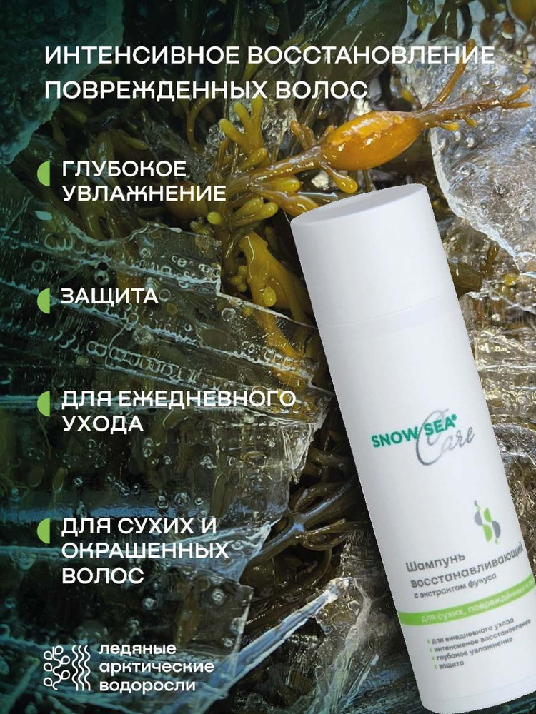 Шампунь восстанавливающий с водорослями для сухих и поврежденных волос SNOW SEA Care, 200 мл #1