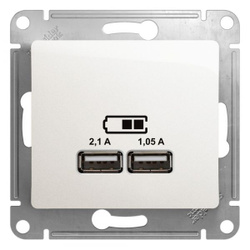 1 шт. Systeme Electric Glossa Перламутр Розетка USB 5В/2,1А, 2х5В/1,05А, GSL000633