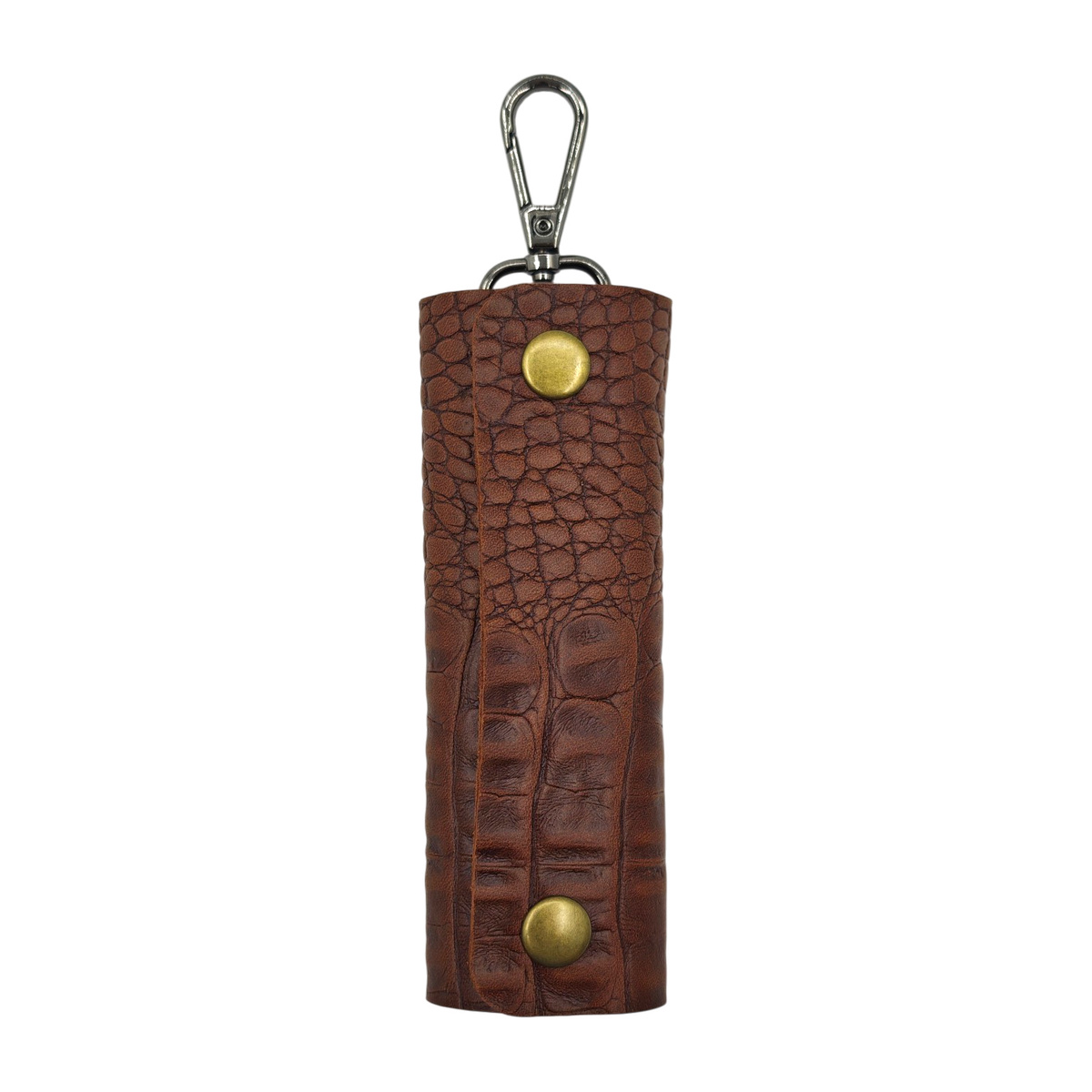 Карманная кожаная ключница. Натуральная кожа. Защитный аксессуар. Shiva Leather. "Коричневый Крокодил".