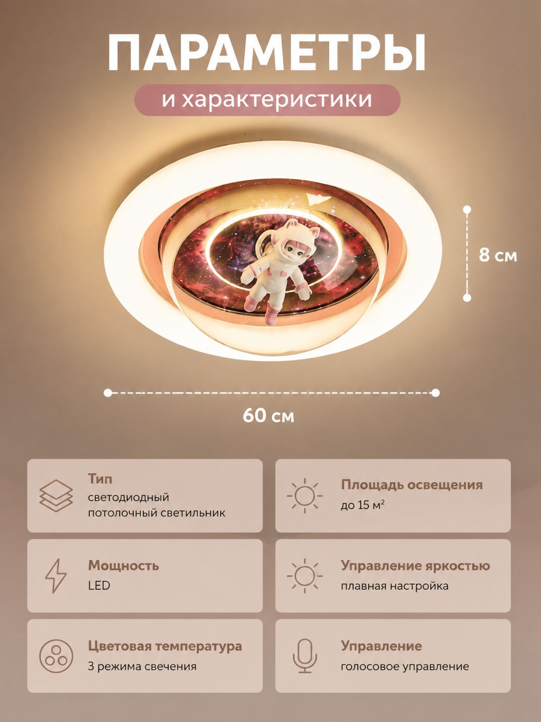 Детский потолочный светильник Розовый Единорог