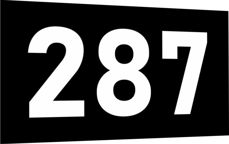 Табличка-номер 287 цвет бело-черный, размер 7х4 см, ПолиЦентр