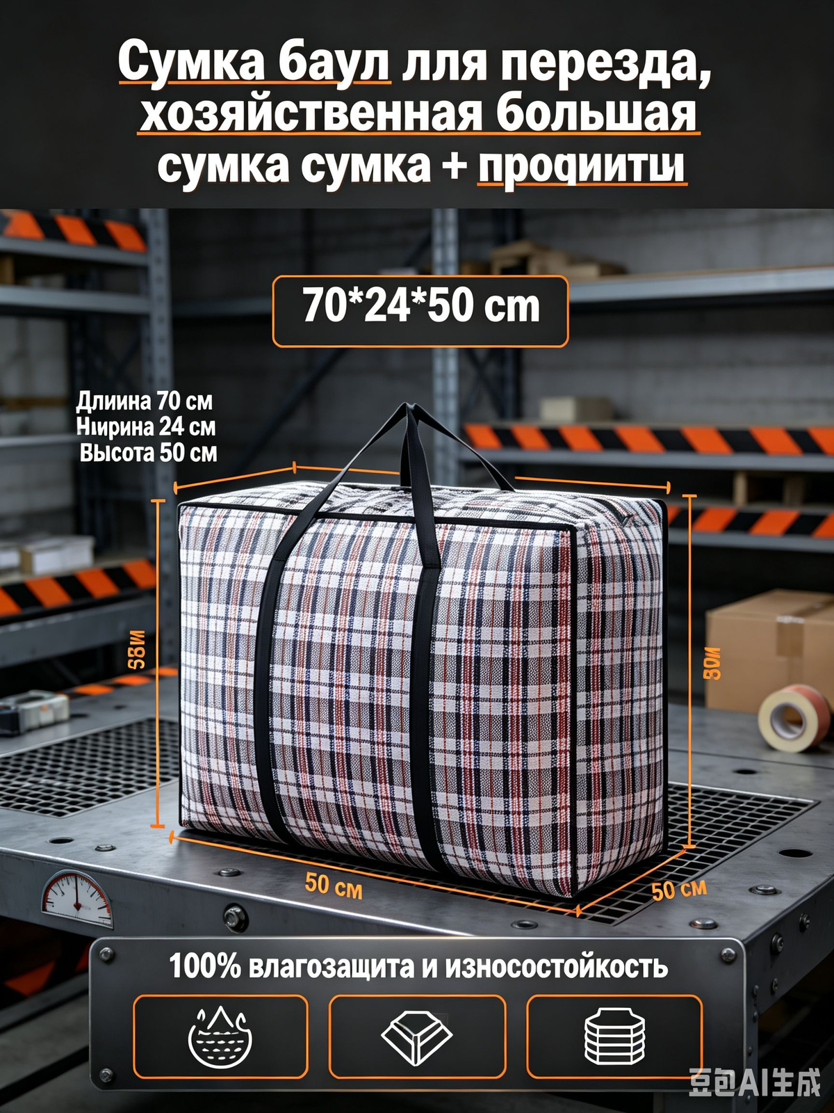 Сумка баул для переезда, хозяйственная большая сумка для одежды