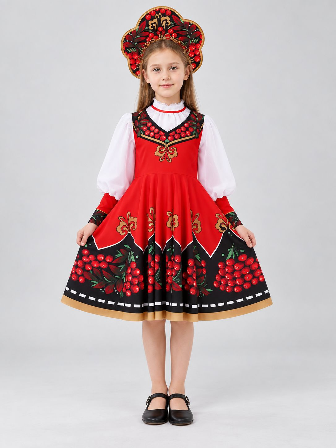 Расклёшенная юбка и нарядные манжеты