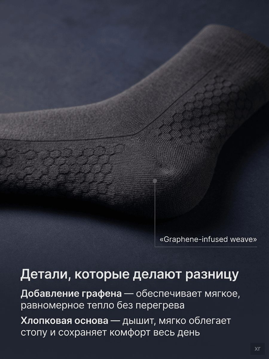 Термоноски мужские из графена, серые, утеплённые, антибактериальные, впитывающие влагу, дл 4