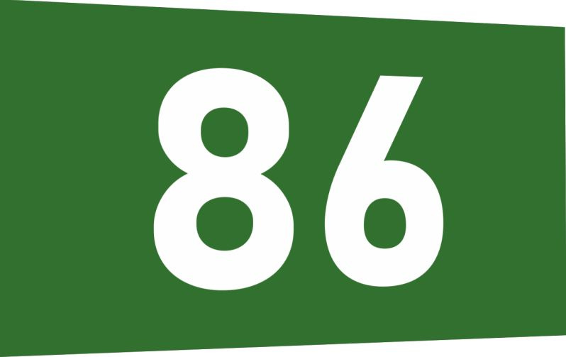 Табличка-номер 86 цвет зелено-белый, размер 12х7 см, ПолиЦентр