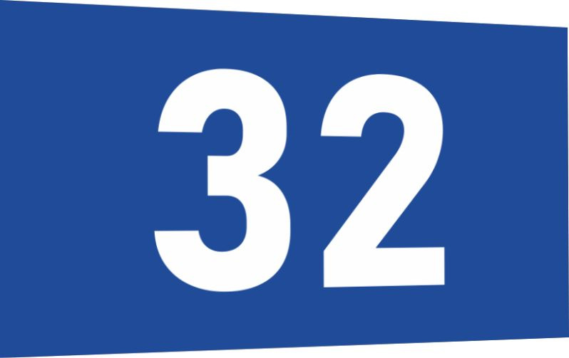 Табличка-номер 32 цвет сине-белый, размер 12х7 см, ПолиЦентр