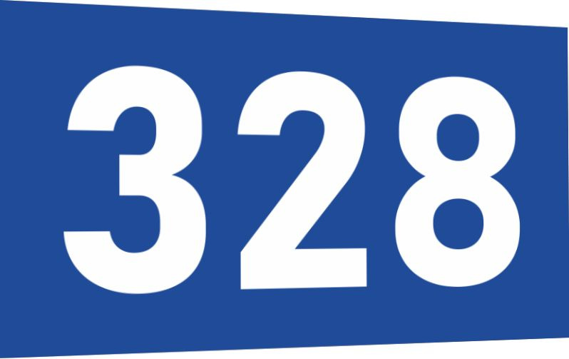 Табличка-номер 328 цвет сине-белый, размер 12х7 см, ПолиЦентр