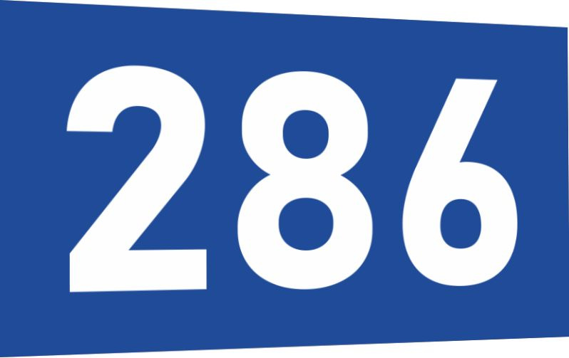 Табличка-номер 286 цвет сине-белый, размер 12х7 см, ПолиЦентр