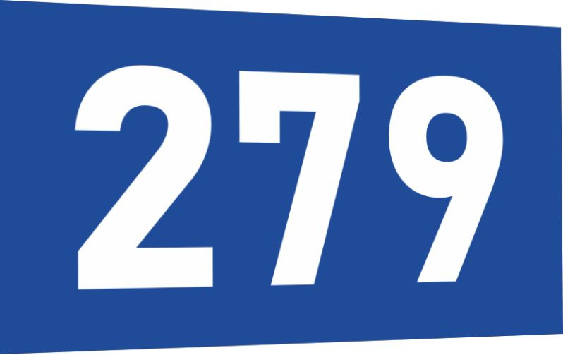 Табличка-номер 279 цвет сине-белый, размер 12х7 см, ПолиЦентр