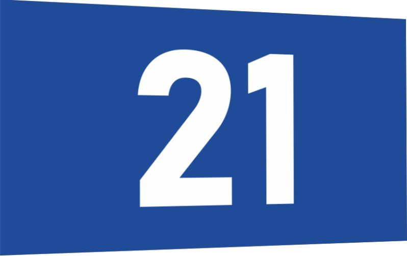 Табличка-номер 21 цвет сине-белый, размер 7х4 см, ПолиЦентр