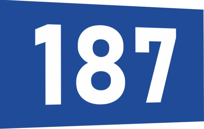 Табличка-номер 187 цвет сине-белый, размер 12х7 см, ПолиЦентр