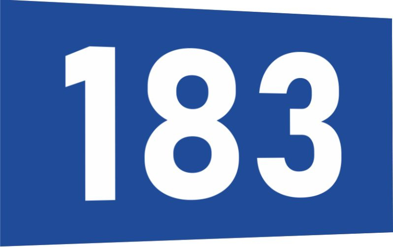 Табличка-номер 183 цвет сине-белый, размер 7х4 см, ПолиЦентр