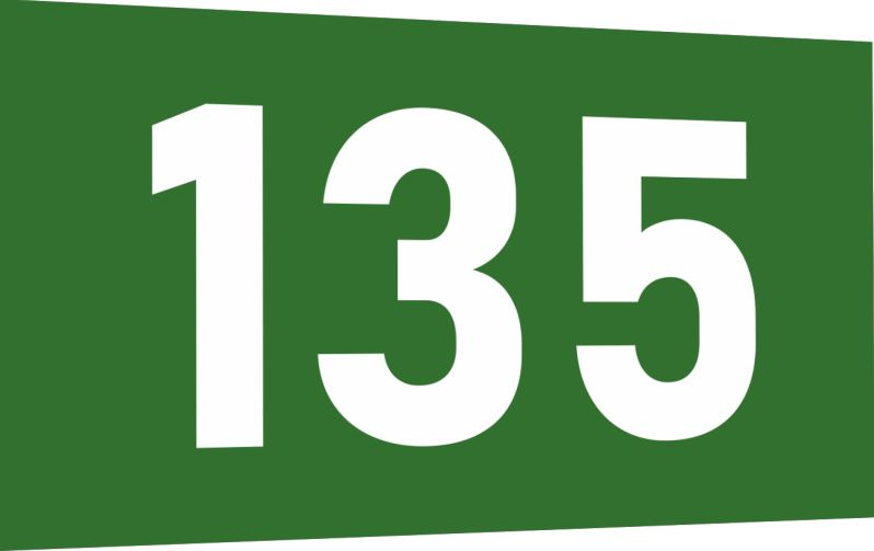Табличка-номер 135 цвет зелено-белый, размер 7х4 см, ПолиЦентр