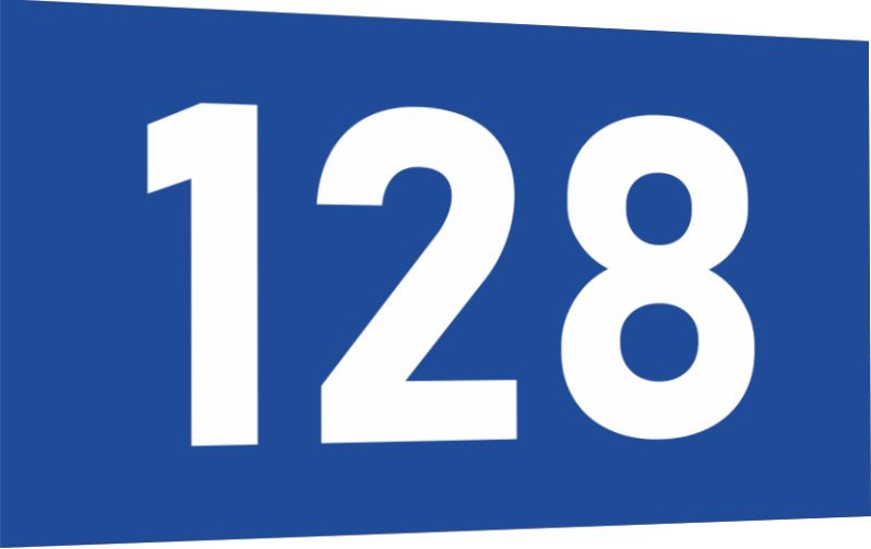 Табличка-номер 128 цвет сине-белый, размер 7х4 см, ПолиЦентр