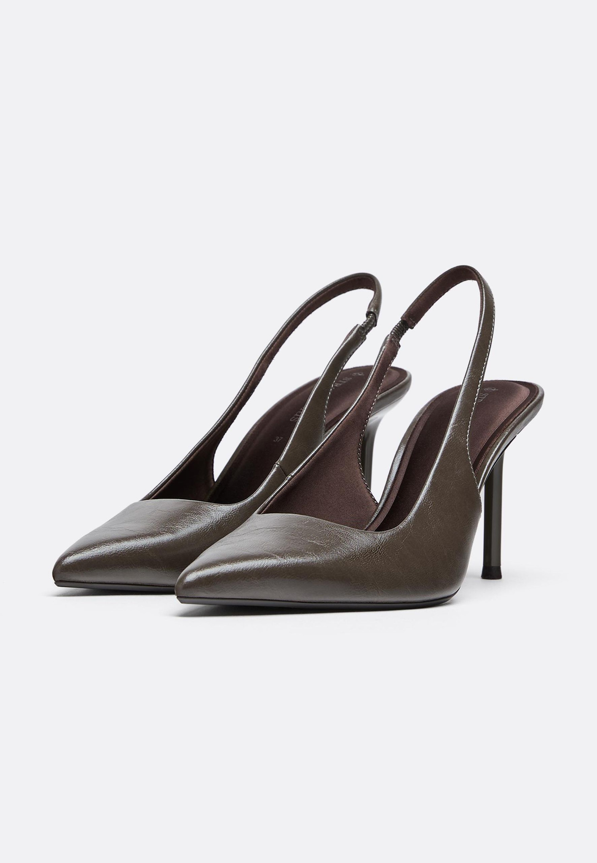 Stradivarius Базовые туфли из парусины и искусственной кожи на каблуке 9650/872 (СЕРЫЙ)