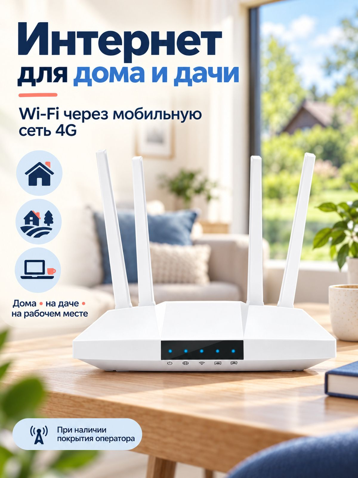 Белый 4G Wi-Fi роутер для дома и дачи