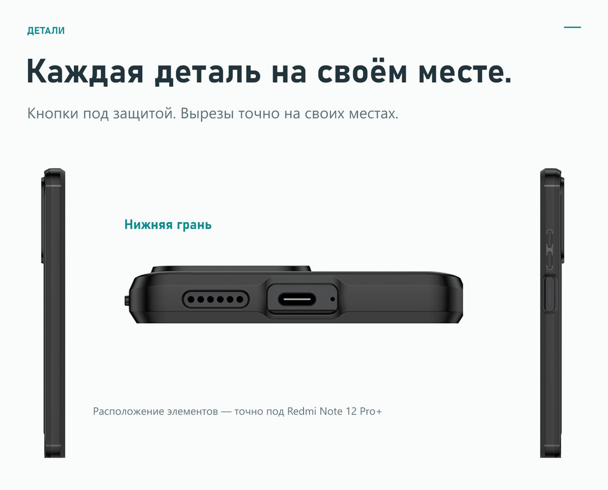 Расположение кнопок и вырезов — Xiaomi Redmi Note 12 Pro Plus — Чёрный