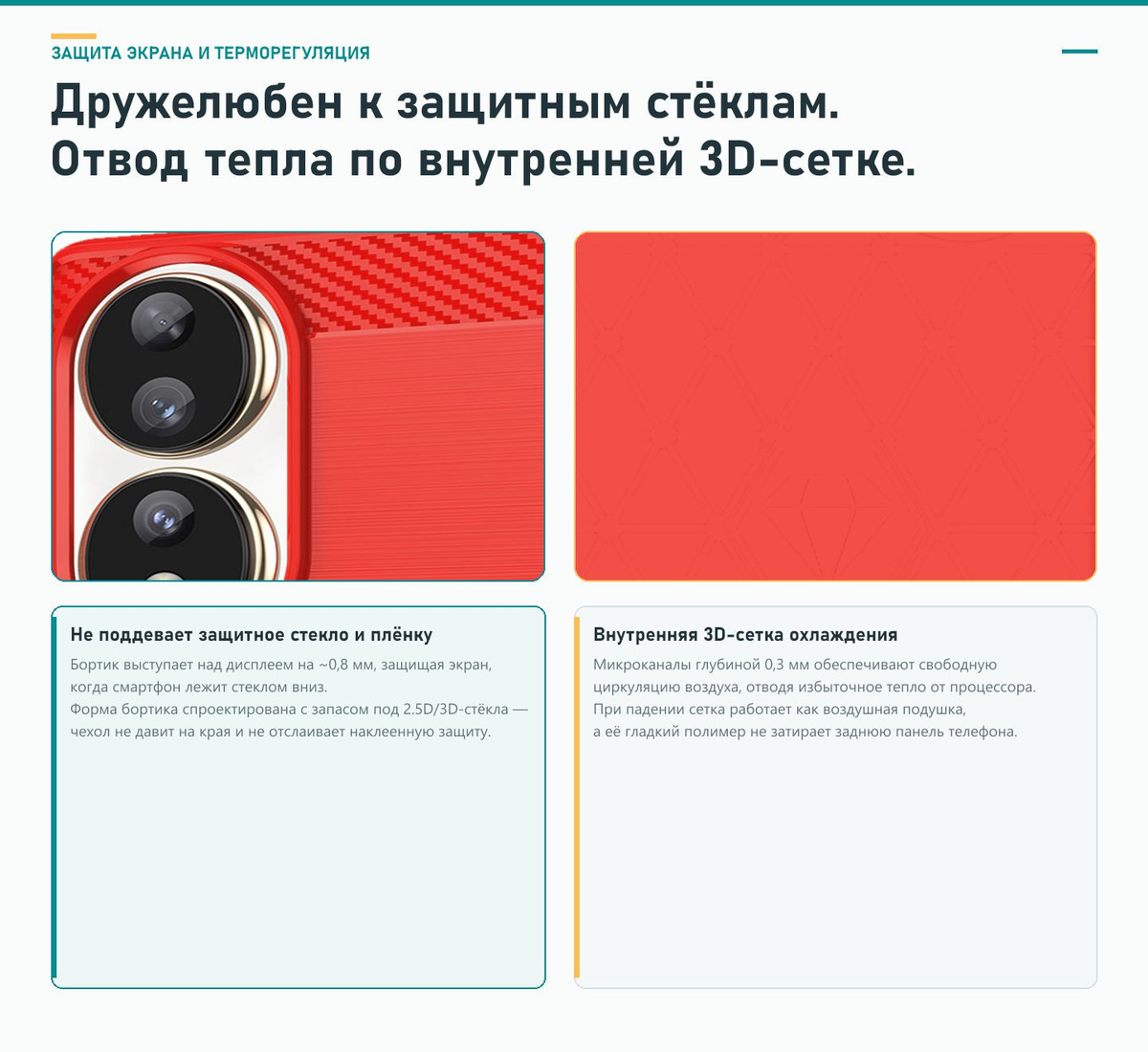 Бортики вокруг экрана и камеры — Honor 90 — Красный