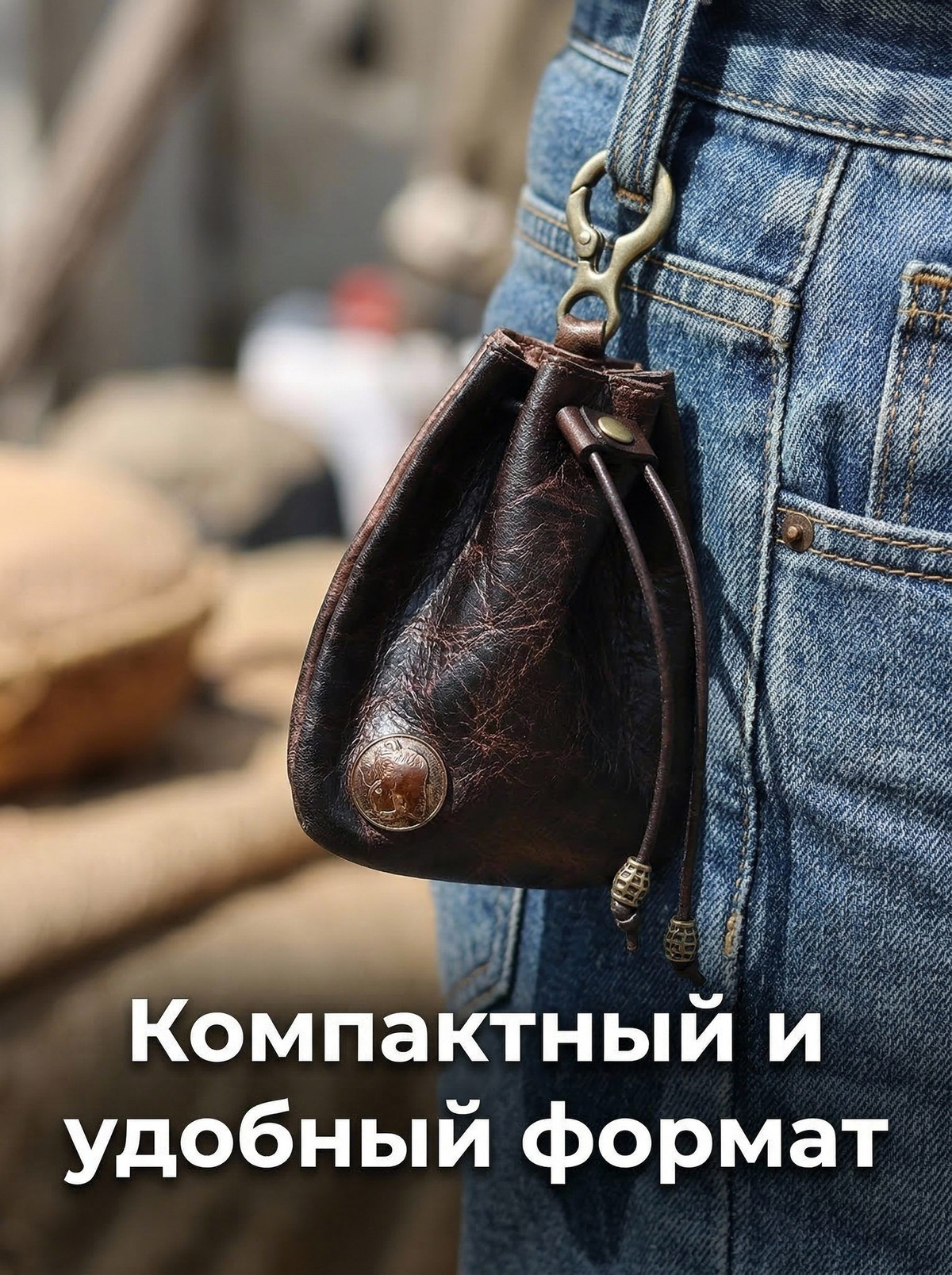 Винтажный кожаный кошелек для монет и ключница из натуральной кожи на шнурке 50г